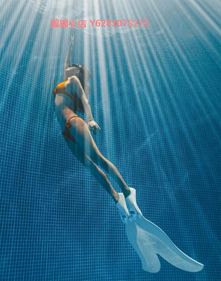 huayu自由潛水美人魚腳蹼白色單蹼游泳訓練蛙鞋玻璃纖維純碳浮潛