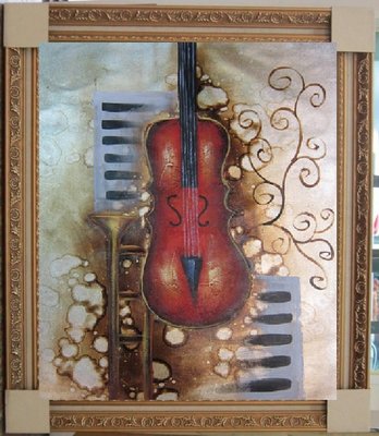 『府城畫廊-手繪油畫』靜物畫－小提琴－62x72－(含框價，可換框)－有實體店面－請查看關於我聯繫-G1324