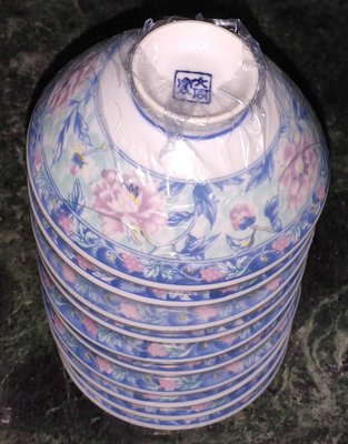 早期 大同窯 京碗/京平碗 藍底花卉彩繪。。全新未拆封