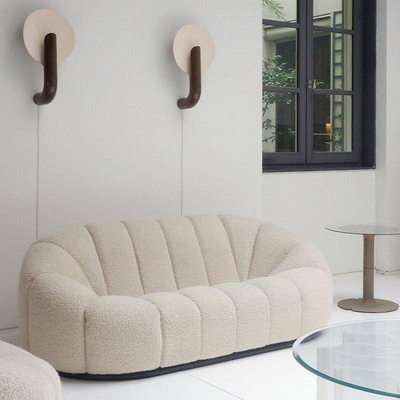 【熱賣下殺價】北歐復古簡約設計師網紅布藝沙發組合客廳三人弧形沙發懶人ins風
