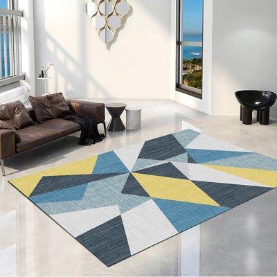 北歐客廳地毯 幾何簡約現代大面積滿鋪全鋪臥室床邊毯 沙發茶幾地墊