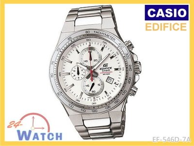 24-Watch《台灣卡西歐公司貨》【CASIO EDIFICE 三眼錶 EF-546D-7A 白】全新