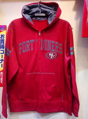 全新 樣品 NFL美式足球 舊金山49人 紅色連帽外套 胸前電繡隊名 尺寸 L 只有一件