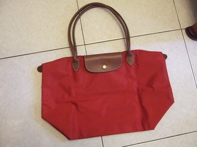 Longchamp M款 長帶 摺疊包 紅色