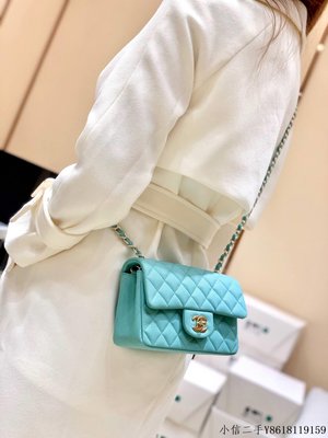 二手 Chanel CF20大mini Classic flap bag A01116藍