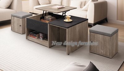 【N D Furniture】台南在地家具-雙色拼色木心板耐磨木紋油壓緩降五金100cm升降茶几YH