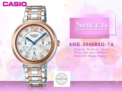 CASIO 卡西歐 手錶專賣店 SHEEN SHE-3048BSG-7A女錶 不鏽鋼錶帶 防水