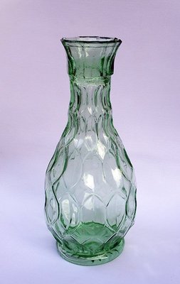 老玻璃花瓶花器玻璃水瓶透明綠玻璃瓶玻璃工藝品玻璃藝術品凹穴【心生活美學】