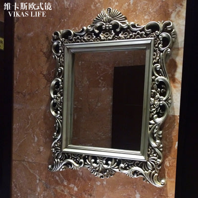 【熱賣精選】 歐式復古新古典衛生間裝飾鏡浴室鏡化妝鏡壁掛廁所鏡子方形