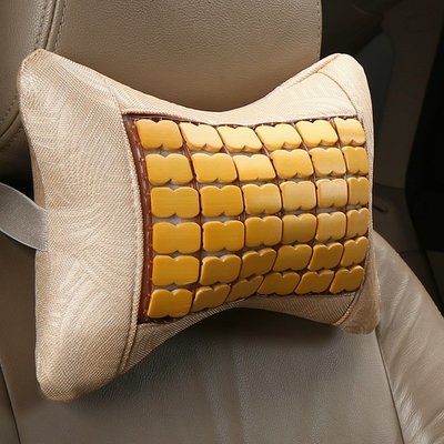 妙妙優選 夏季天然竹片清涼頭枕舒適透氣車用座椅護頸枕頭護頸枕一對裝