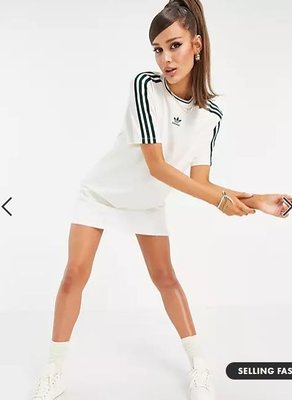adidas Originals “Tennis Luxe” 標誌 T 卹連衣裙 米白色 UK6