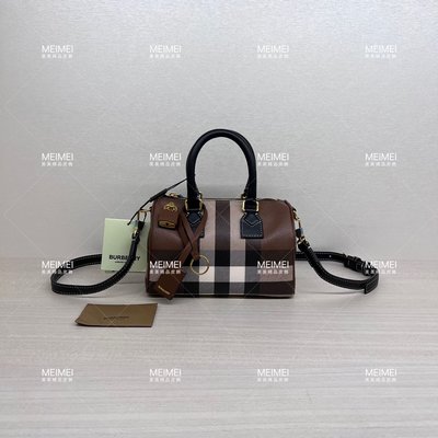 30年老店 預購 BURBERRY 格紋 皮革 保齡球包 手提 斜背 80534961