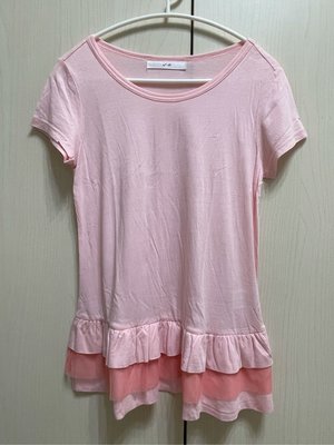 日系品牌粉紅色紗造型設計上衣ef-de