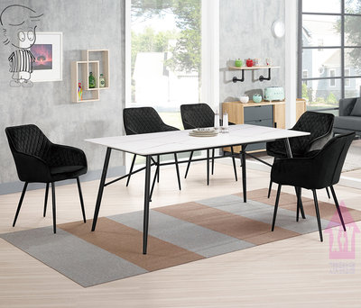 【X+Y】艾克斯居家生活館            餐桌椅系列-蘿克斯 6尺岩板餐桌.不含餐椅.腳架防鏽鐵管噴漆.摩登家具