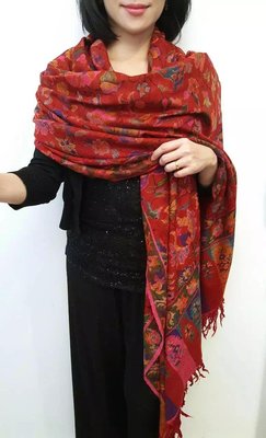 絲顏精品～頂級喀什米爾手工編織KANI披肩圍巾PASHMINA 紅