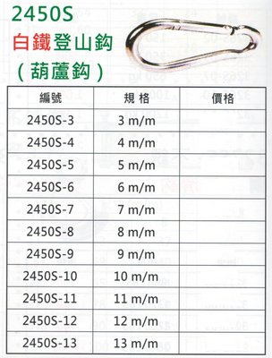 2450S-不銹鋼登山鉤 不鏽鋼登山鉤 白鐵登山鉤 (葫蘆鉤)