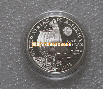 1992年美國1美元銀幣 紀念哥倫布發現新大陸500周年 銀幣 紀念幣 錢幣【悠然居】1424