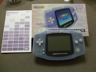 『懷舊電玩食堂』《可玩GB及GBA遊戲、有盒書》實體拍攝日本製GAME BOY ADVANCE透明水藍色主機 非拼裝機
