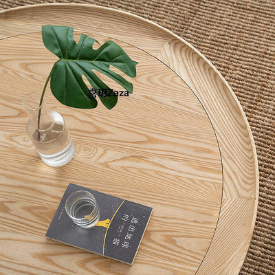 新品日式實木圓茶幾現代簡約藤編茶桌家用客廳白蠟木圓桌藝術設計矮桌