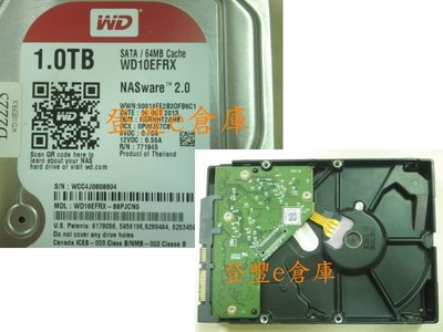 【登豐e倉庫】 F380 紅標 WD10EFRX-68PJCN0 1TB SATA3 換板當機 救資料 不當運轉