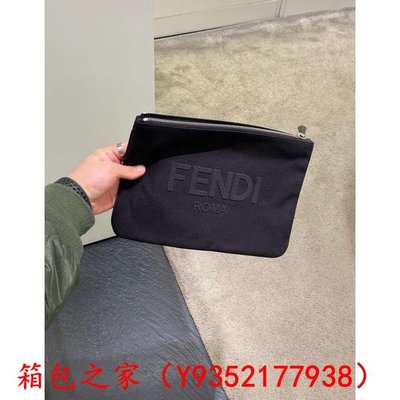 二手正品 Fendi 7N0111 FFOL 帆布包 / 黑色 /手拿包