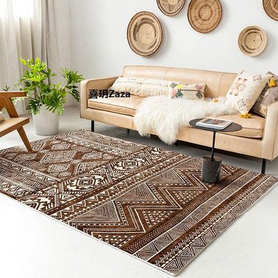 新品北歐ins地毯客廳臥室家用茶幾墊 摩洛哥民族風棕色耐臟易打理地毯