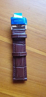 現貨 精工 SEIKO 真皮錶帶 鱷魚紋路 錶帶更換 20mm 棕色 棕線 玫瑰金扣