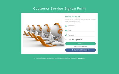 Customer Service Signup Form 響應式網頁模板、HTML5+CSS3、網頁特效  #16064