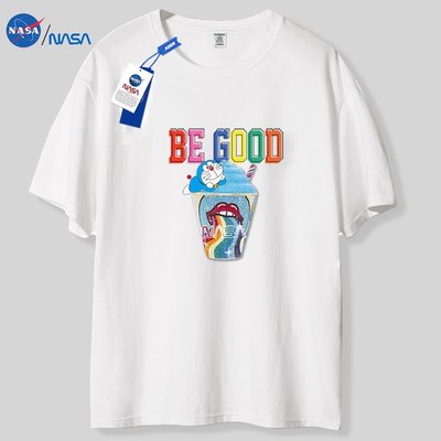 【廠家現貨直發】NASA聯名款2022年夏季潮牌短袖男女純棉情侶卡通印花上衣圓領T恤