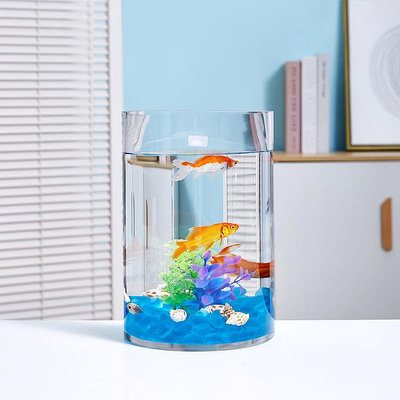 【現貨】金魚缸 玻璃 水族箱小型創意生態圓形 圓柱大號烏龜缸 造景培裝飾