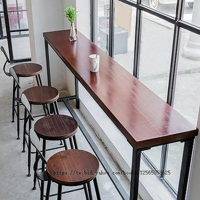 工業風鐵藝實木家用吧臺椅桌現代簡約吧臺高腳凳咖啡廳酒吧桌椅