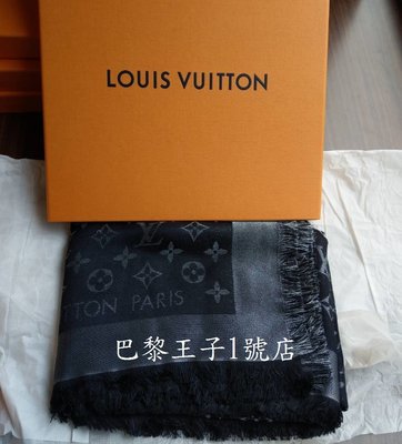 【巴黎王子1號店】《Louis Vuitton LV》Monogram Shine M75123 黑色 披肩圍巾~預購