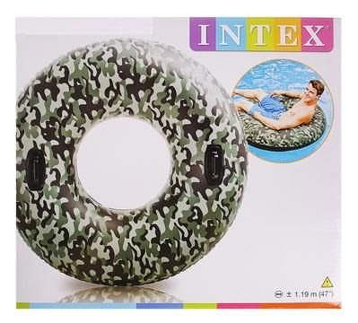 [衣林時尚]  INTEX 迷彩把手游泳圈 119cm  厚皮可當漂漂船 建議9歲以上 58265