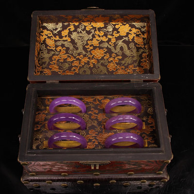 珍藏收極品高冰種紫羅蘭翠玉手鐲品完好 極品收藏重2800克 盒長31厘米2229
