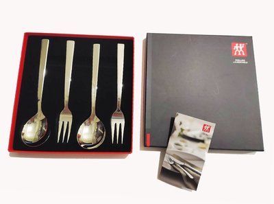 全新 德國雙人牌四件式餐具組 餐匙*2 + 餐叉*2 材質#304不鏽鋼 禮盒組