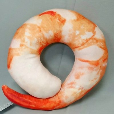 12吋仿真蝦子頸枕 海鮮 創意U型枕 午安枕 擺飾 裝飾品 KUSO禮物