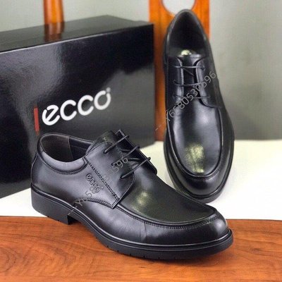~ECCO經典男生商務正裝皮鞋時尚真皮繫帶皮鞋 黑色 38-44碼