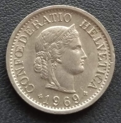 瑞士 1969年 赫爾維蒂婭女神 10 Rappen 鎳幣   943