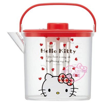 ♥小花花日本精品♥Hello Kitty 耐熱寬口塑膠茶壺~2
