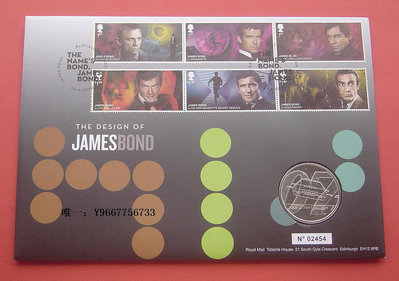 銀幣雙色花園-英國年詹姆斯邦德007系列2-5英鎊紀念幣郵幣封