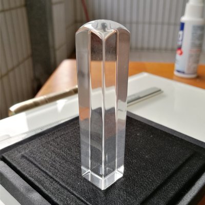 [友克鑫礦業]免運(0028)~重43.39g-閃亮激光料全淨天然白水晶方印章/印材