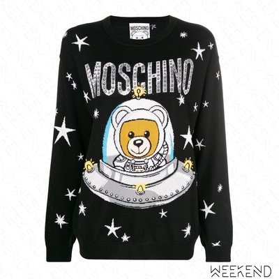 【WEEKEND】 MOSCHINO UFO Spaceship 小熊 針織 長袖 上衣 黑色 18秋冬