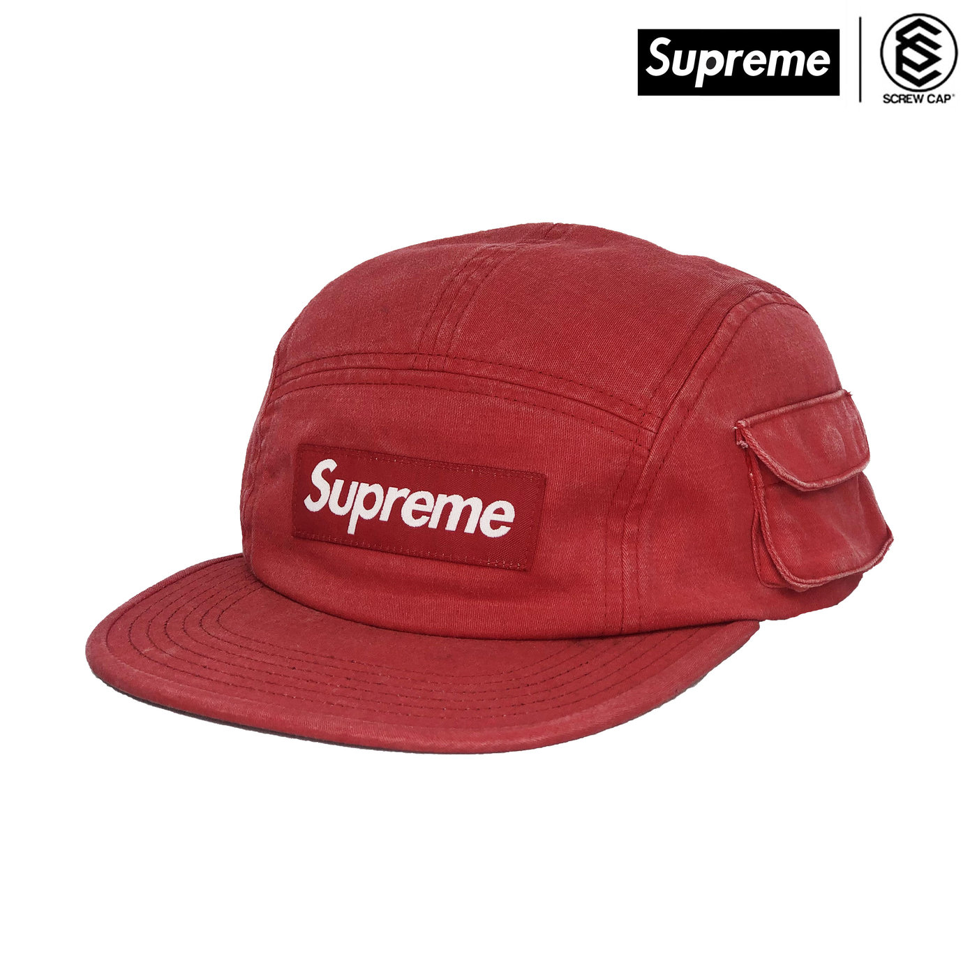 SUPREME SNAP POCKET CAMP CAP RED 五分割五分割帽