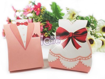 愛可兒 粉色新郎新娘喜糖盒 ❤ 西式囍糖盒 囍糖 糖果 包裝盒 送客禮 迎賓禮 二次進場 嫁粧 喜米 爆米花 禮盒
