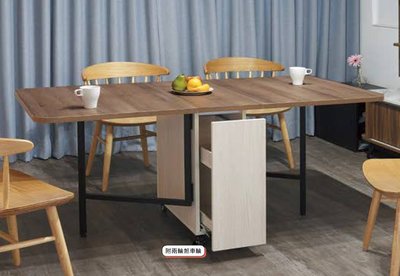 【生活家傢俱】HJS-739-2：5.4尺系統收合餐桌【台中家具】折疊餐桌 灰橡+鐵杉白 低甲醛系統板 台灣製