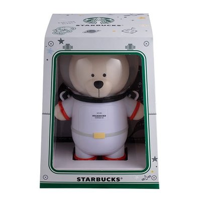 Starbucks星巴克熊寶寶：2020年登月小熊爆米花桶-橘與藍一組～已拿出爆米花，純擺飾收藏用
