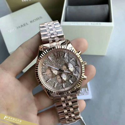 雅格時尚精品代購MICHAEL MORS手錶 MK8580 奢華耀眼晶鑽三眼計時腕錶 中性男女錶
