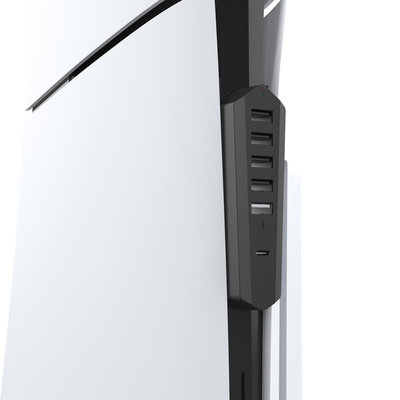 PS5Slim主機六合一USB 2.0 HUB數據傳輸擴展器PS5Slim分線器配件