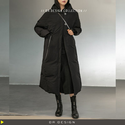 ►DR.DESIGN│DR32366-暗黑簡約 山本YS款 明線設計 雙扣 加厚 羽絨 斗篷 大衣外套