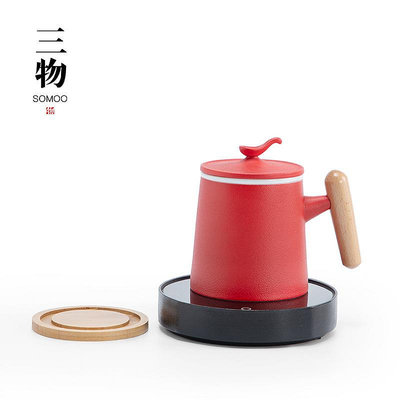 27IK 故宮宮廷紅色帶過濾馬克杯 轉運紅茶水分離泡茶杯子帶蓋陶瓷